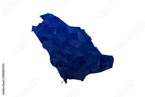 Saudi Arabia Map - Polygon Style Vector Illustration in Dark Blue Gradient, Low Poly Geometric Design, Isolated on White Background for Infographics and Education.