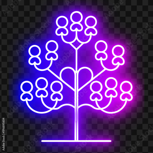 Family Tree Neon Illustration
