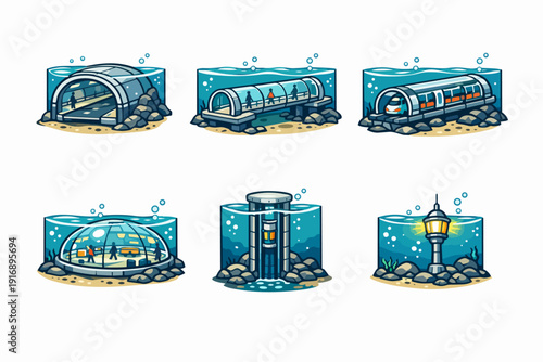 Underwater city infrastructure for futuristic living and subaquatic transportation