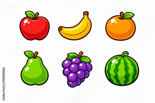 Wallpaper Mural Cartoon fruits set representing healthy eating and fresh food icons Torontodigital.ca