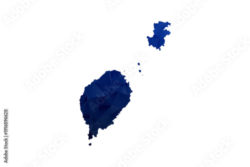 Sao Tome and Principe Map - Polygon Style Vector Illustration in Dark Blue Gradient, Low Poly Geometric Design, Isolated on White Background for Infographics and Education.