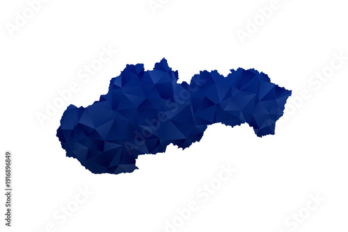 Slovakia Map - Polygon Style Vector Illustration in Dark Blue Gradient, Low Poly Geometric Design, Isolated on White Background for Infographics and Education.