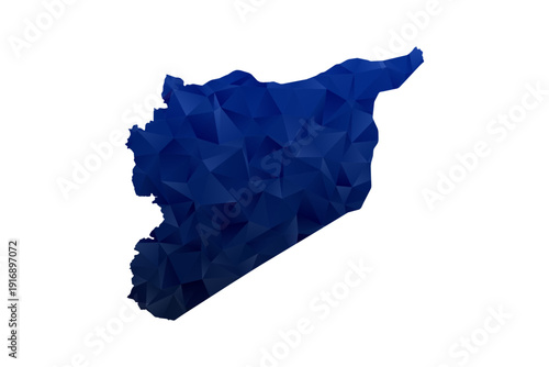 syria Map - Polygon Style Vector Illustration in Dark Blue Gradient, Low Poly Geometric Design, Isolated on White Background for Infographics and Education.