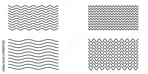 Waves line set. Wave ornament pattern. Set of wavy zigzag lines. Wave thin line background. Vector zigzag and wavy horizontal underline. Vector