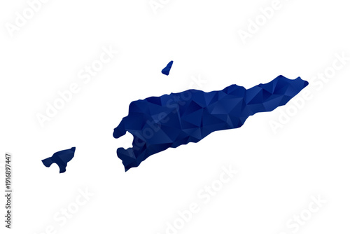 Timor Leste Map - Polygon Style Vector Illustration in Dark Blue Gradient, Low Poly Geometric Design, Isolated on White Background for Infographics and Education.