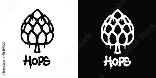 Graffiti hops beer logo vector design