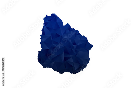 Uruguay Map - Polygon Style Vector Illustration in Dark Blue Gradient, Low Poly Geometric Design, Isolated on White Background for Infographics and Education.