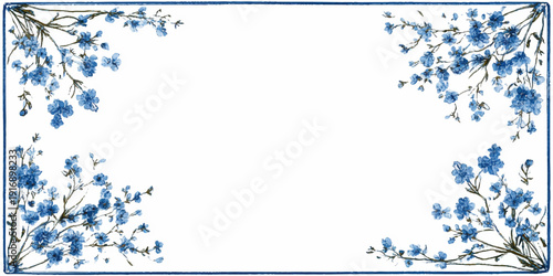 Elegant floral frame with vibrant flowers and delicate leaves in soft pastel colors