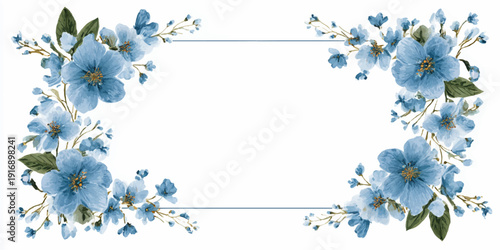 Elegant floral frame with vibrant flowers and delicate leaves in soft pastel colors