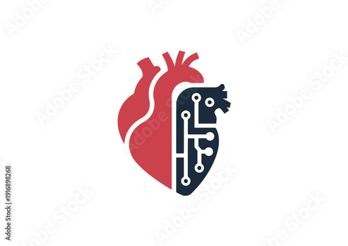 AI Heart Microchip Healthcare Technology Vector Logo