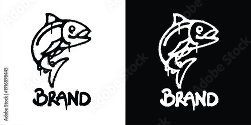 Graffiti tuna fishing logo vector design