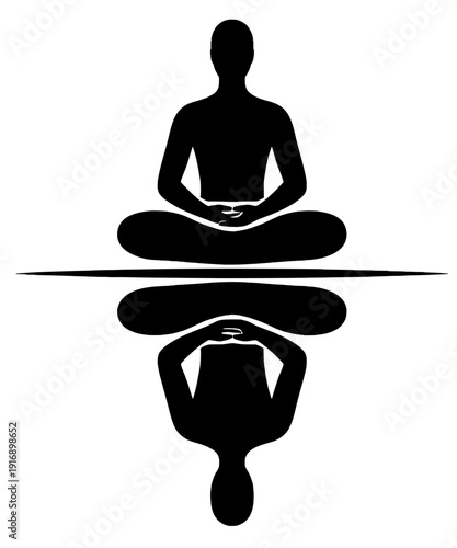 Minimalist Meditation Silhouette with Water Reflection for Self Awareness and Introspection

