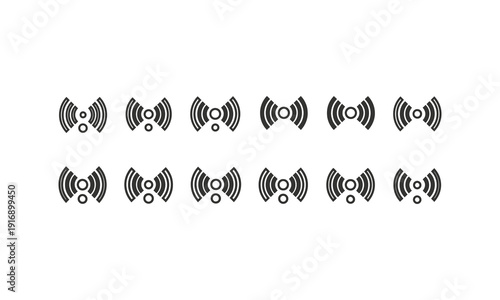 Wireless Network and Wi-Fi Signal Strength Line Icons Set for Connectivity
