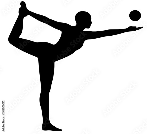 Minimalist Silhouette of Dancer Yoga Pose Natarajasana Balancing a Sphere for Grace and Focus

