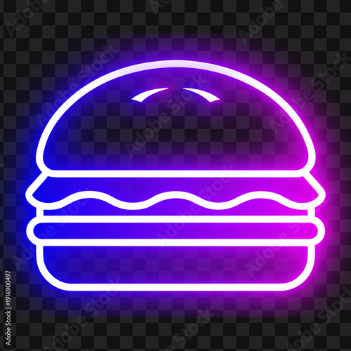 Neon Burger Icon Delicious Fastfood Restaurant Menu Design