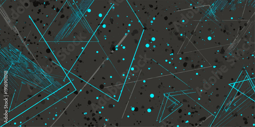 Abstract digital art with glowing lines and dots on a dark background