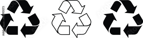 Black and white recycling symbols recycle sign eco friendly ecology environment
