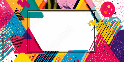Vibrant abstract background with a blank white speech bubble in the center