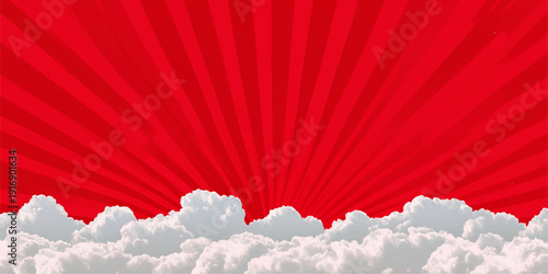 A radiant sunrise over a vast expanse of fluffy white clouds