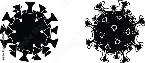 Virus particle illustrations with distinct surface features