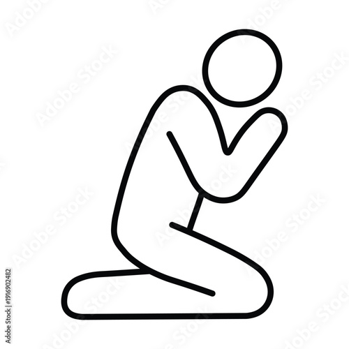 Praying Person Icon, Prayer Pose Human Pictogram Symbol Illustration