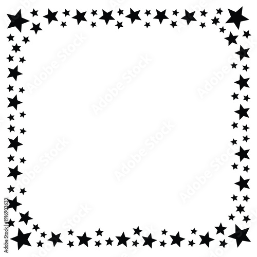 Black stars form a rectangular frame around a white center