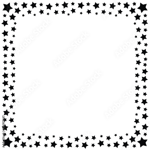 Black stars forming a square frame on a white background