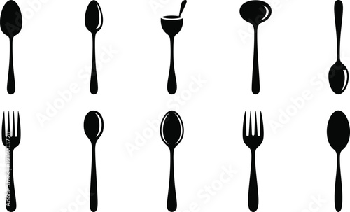 Collection of various utensil silhouettes