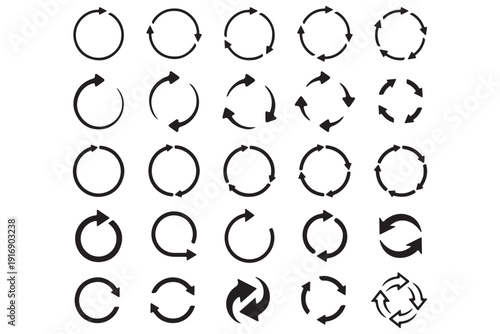 circle arrow icon set. circular arrow icon, refresh, reload arrow icon symbol sign, vector illustration