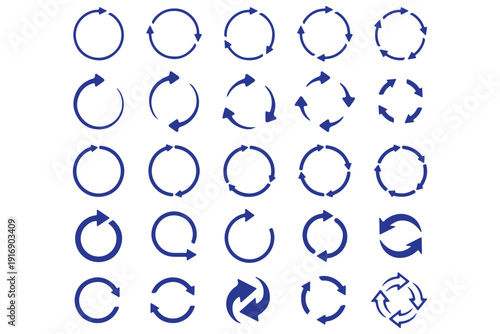 circle arrow icon set. circular arrow icon, refresh, reload arrow icon symbol sign, vector illustration