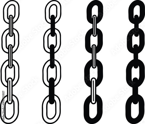 Minimalist Vertical Chain Links Vector Icon Set