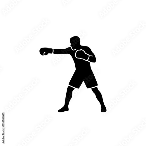 Boxer in fighting stance with gloves