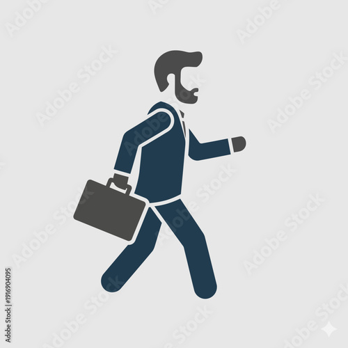 Professional businessman walking with briefcase in hand