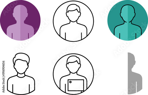 Diverse group of stylized human head icons in various colors and styles