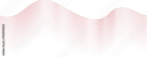 Flowing red gradient lines forming wave patterns on white background abstract