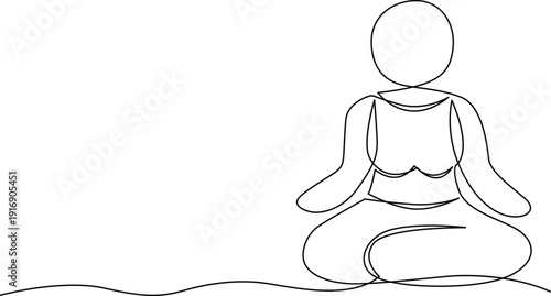 Person sitting in a meditative pose on a beach with waves Vector