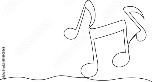 Musical notes dancing on a wavy line representing rhythm and harmony Vector