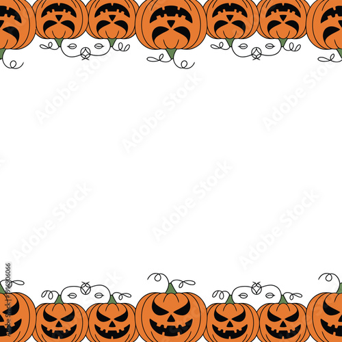 Jack o lanterns form a festive border around a white space