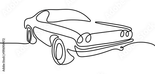 vector illustration of a car. Car line art design. minimal continuous line sports car. one continuous line sports car drawing.