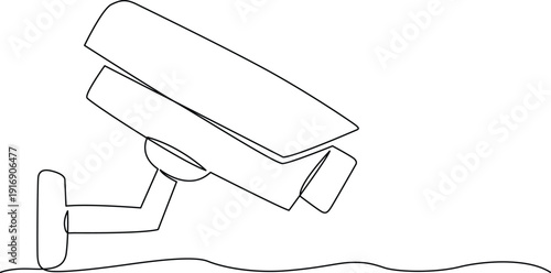 A surveillance camera mounted on a wall overlooking a landscape Vector