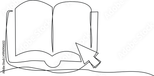 An open book with a pointing arrow indicating a specific page Vector