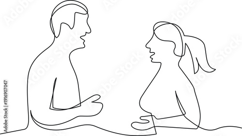 Two people sitting across from each other engaged in a serious conversation Vector