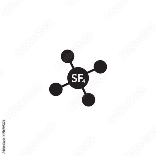 SF4 Chemical Compound Formula and Molecular Model