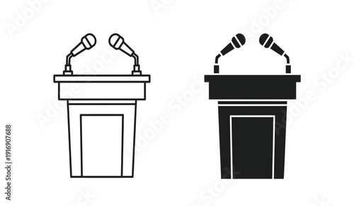 Two podiums with microphones on top for public speaking events
