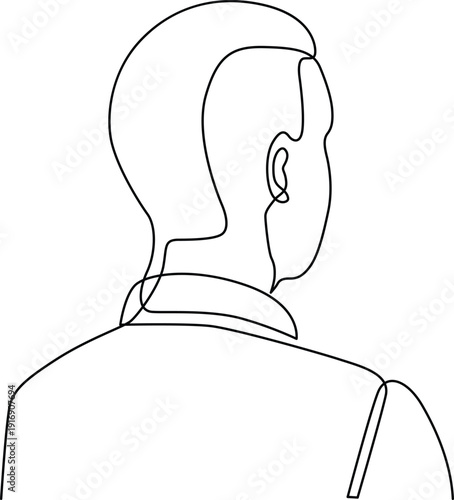 Line drawing of a person from the back showing the head and upper torso Vector