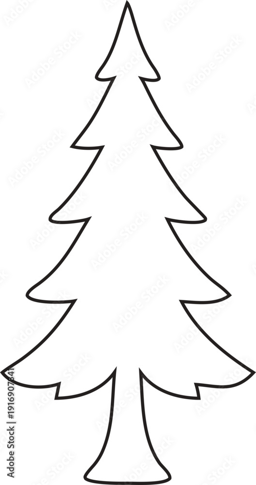 Obraz premium Simple tree line art vector icon for environmental awareness campaigns, climate change graphics, and green business logos.