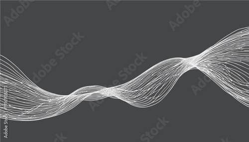 Abstract black and white wave pattern background with smooth flowing lines