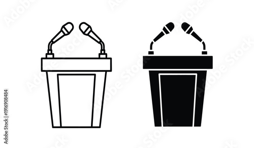 Two podiums with microphones on top for public speaking events and conferences