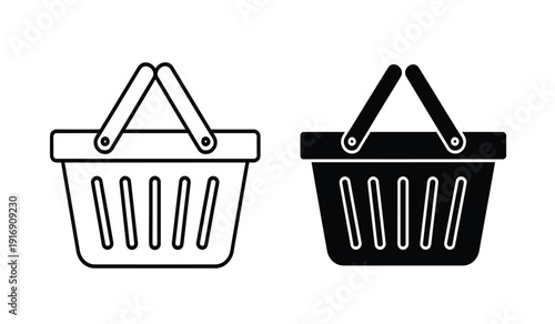 Vector illustration of two shopping baskets in black and white