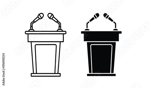 Two podiums with microphones on top for public speaking events